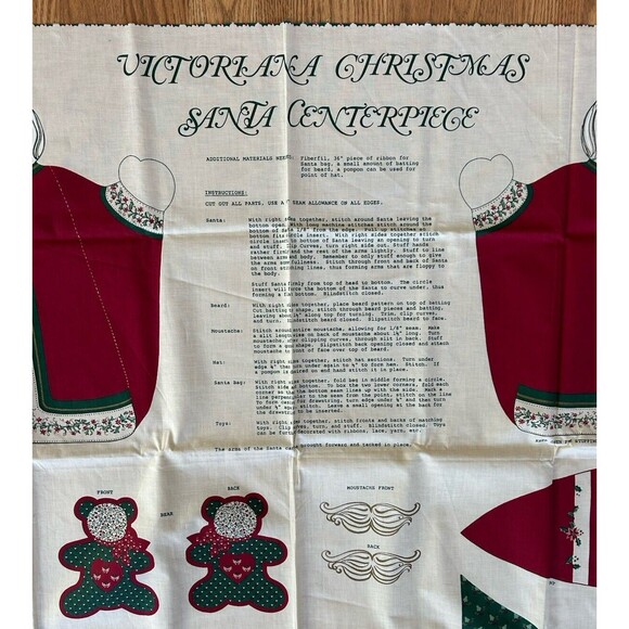 Vintage Victorian Christmas Santa Centerpiece Cut Out Pattern Cut & Sew Country - Picture 2 of 12